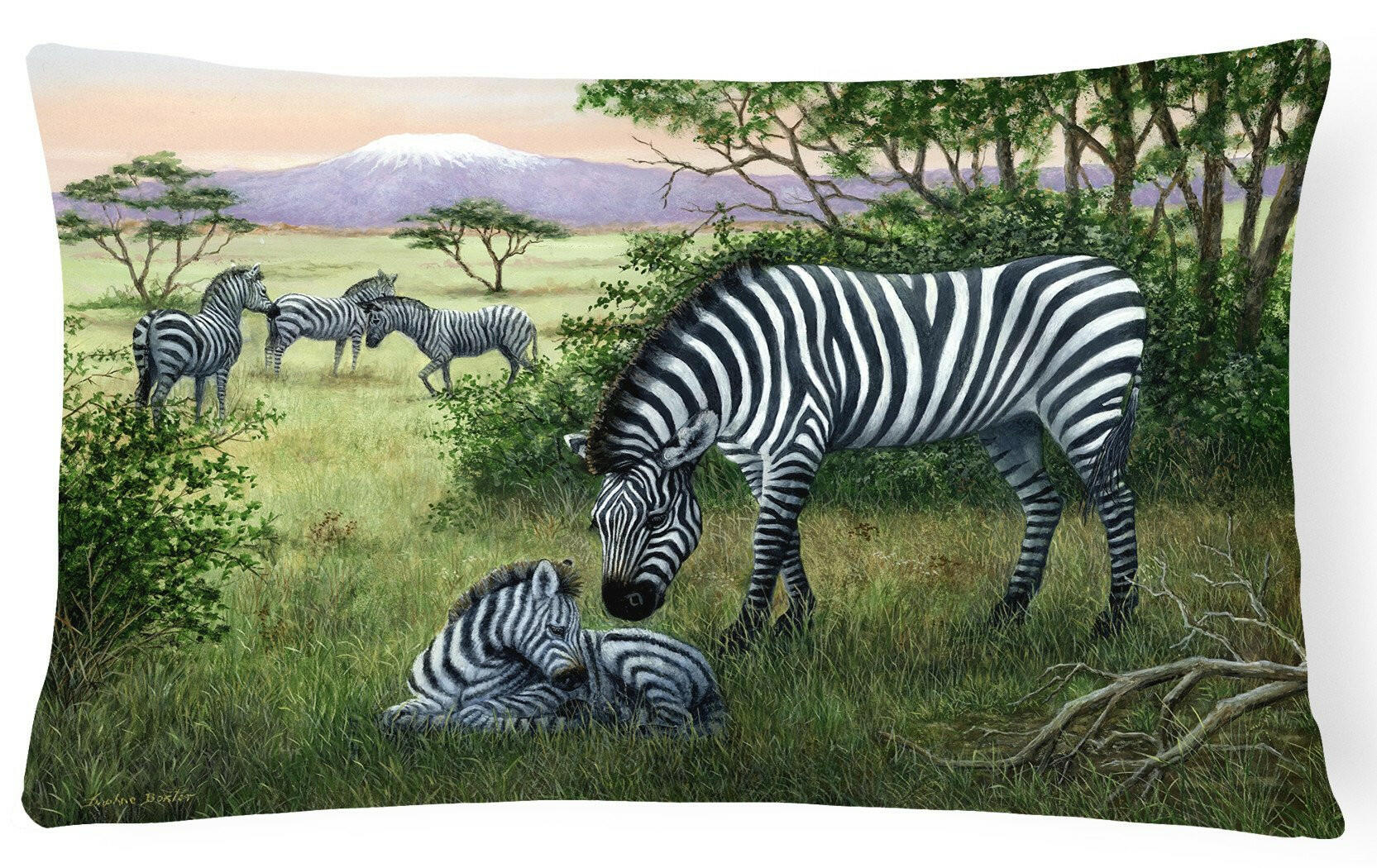 Zebras in the Field with Baby Fabric Decorative Pillow BDBA0385PW1216 by Caroline's Treasures