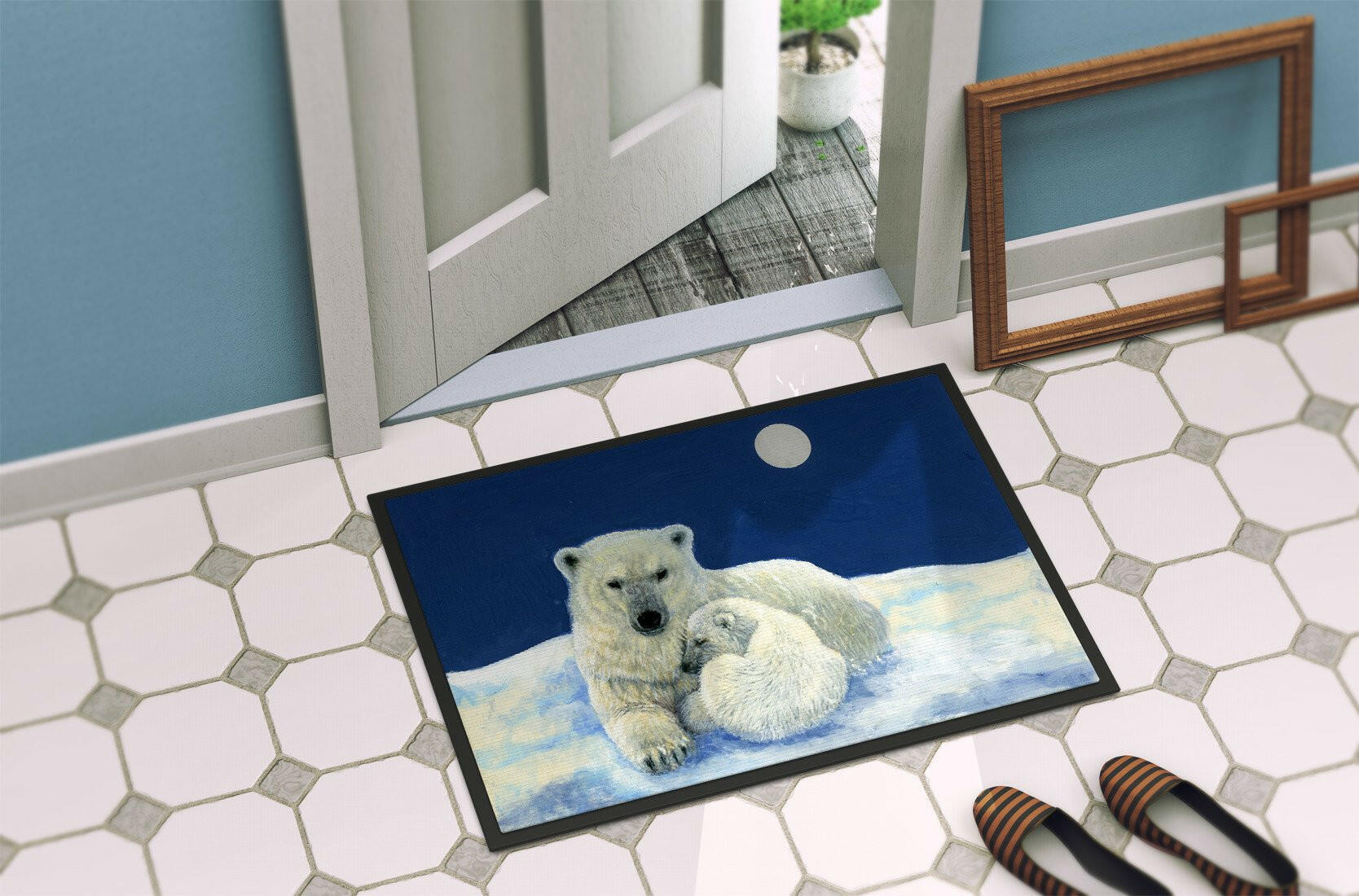 Polar Bears Moonlight Snuggle Indoor or Outdoor Mat 24x36 BDBA0429JMAT - the-store.com