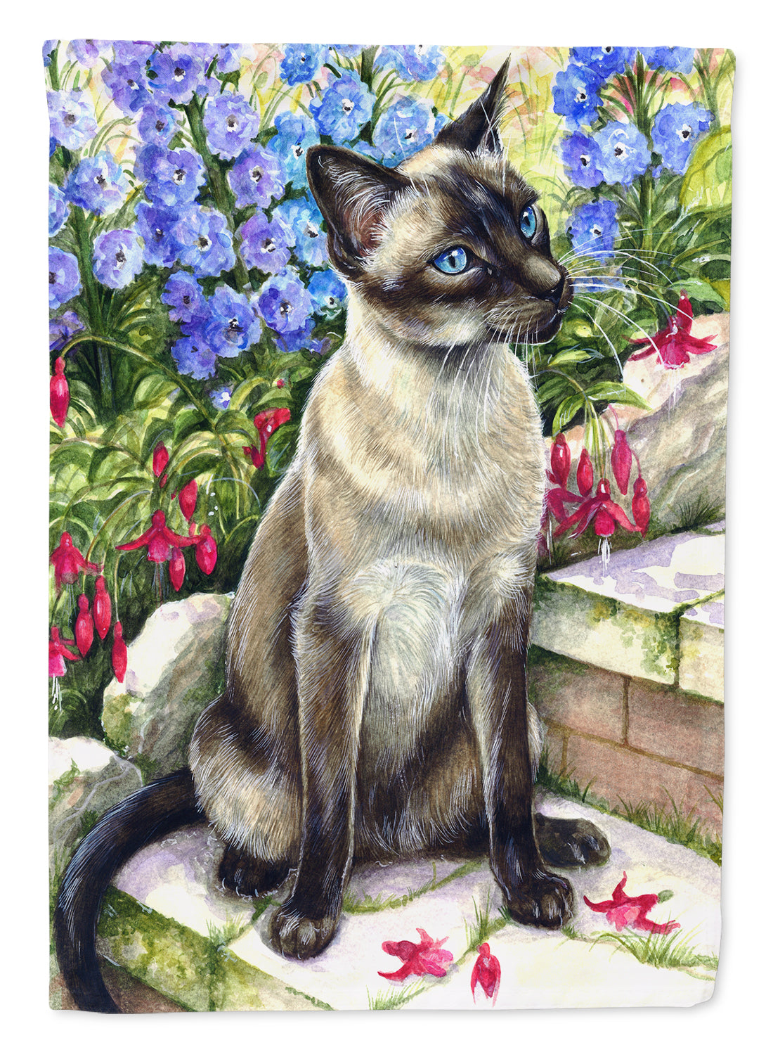 Siamese cat in the Garden Flag Canvas House Size CDCO0026CHF