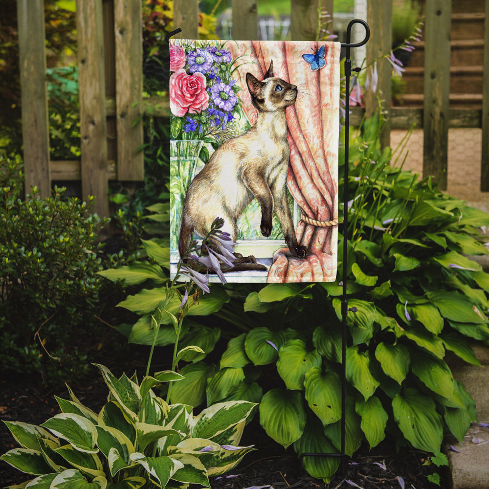 Siamese cat with Butterfly Flag Garden Size CDCO0036GF.