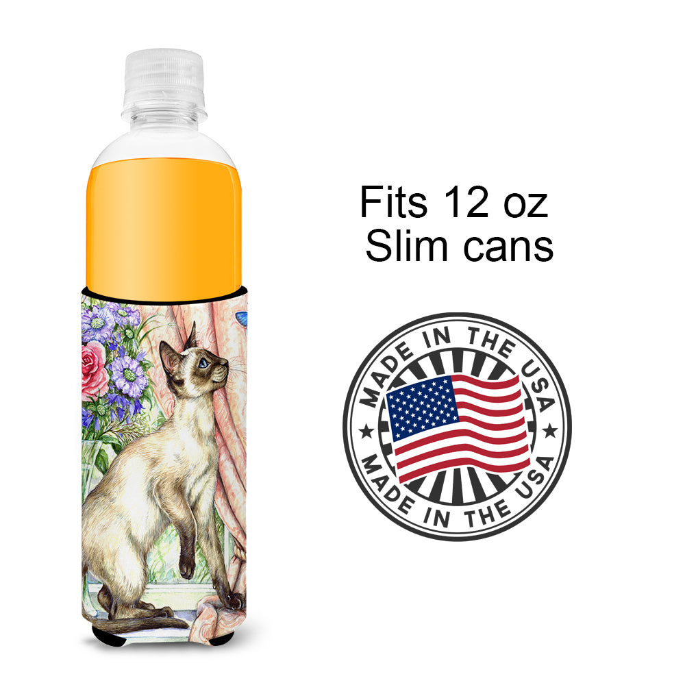 Siamese cat with Butterfly Ultra Beverage Insulators for slim cans CDCO0036MUK