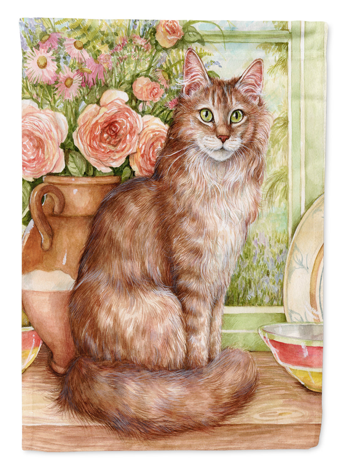 Maine Coon Cat by Debbie Cook Flag Canvas House Size CDCO0236CHF