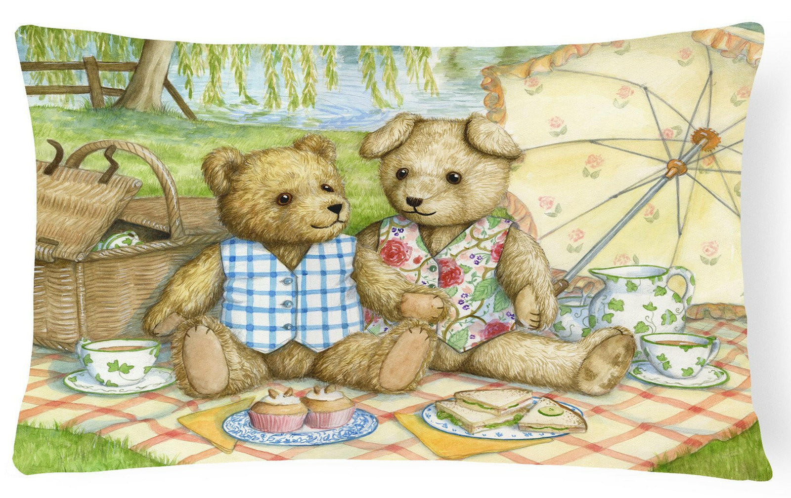 Summertime Teddy Bears Picnic Fabric Decorative Pillow CDCO0308PW1216 by Caroline's Treasures