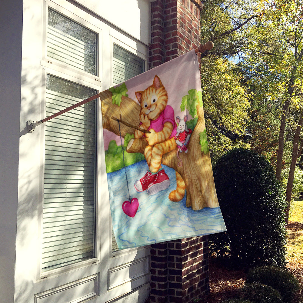 Valentine Cat Fishing For Love Flag Canvas House Size CDCO0320CHF