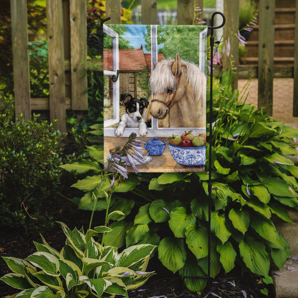 Jack Russel Puppy and Foal Horse Flag Garden Size CDCO0379GF.