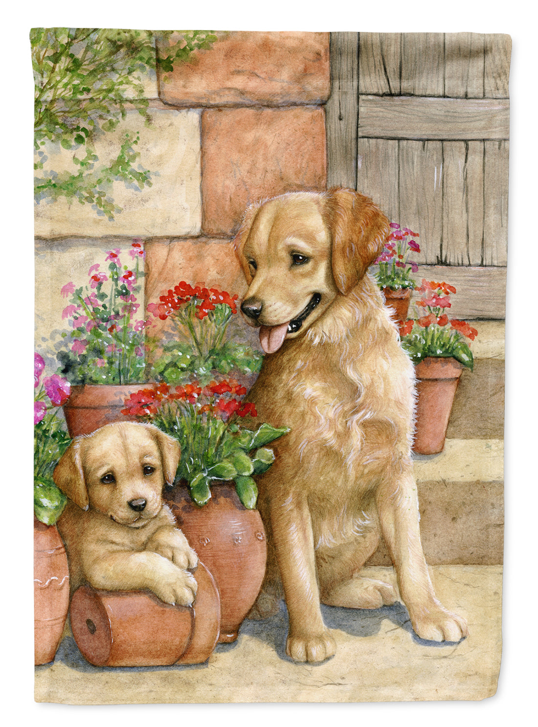 Father and Son Yellow Labrador Flag Canvas House Size CDCO0383CHF
