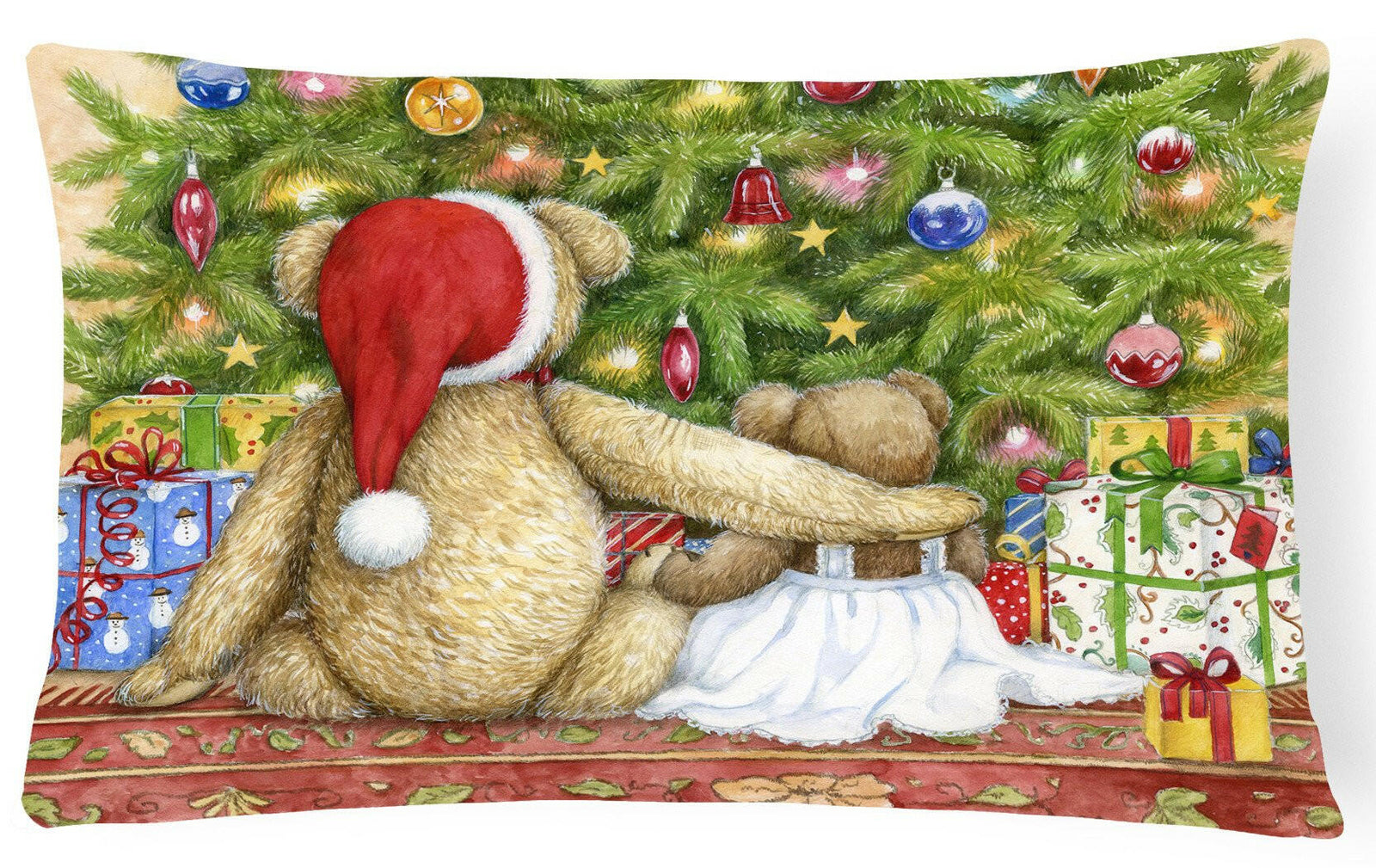 Christmas Teddy Bears with Tree Fabric Decorative Pillow CDCO0415PW1216 by Caroline's Treasures
