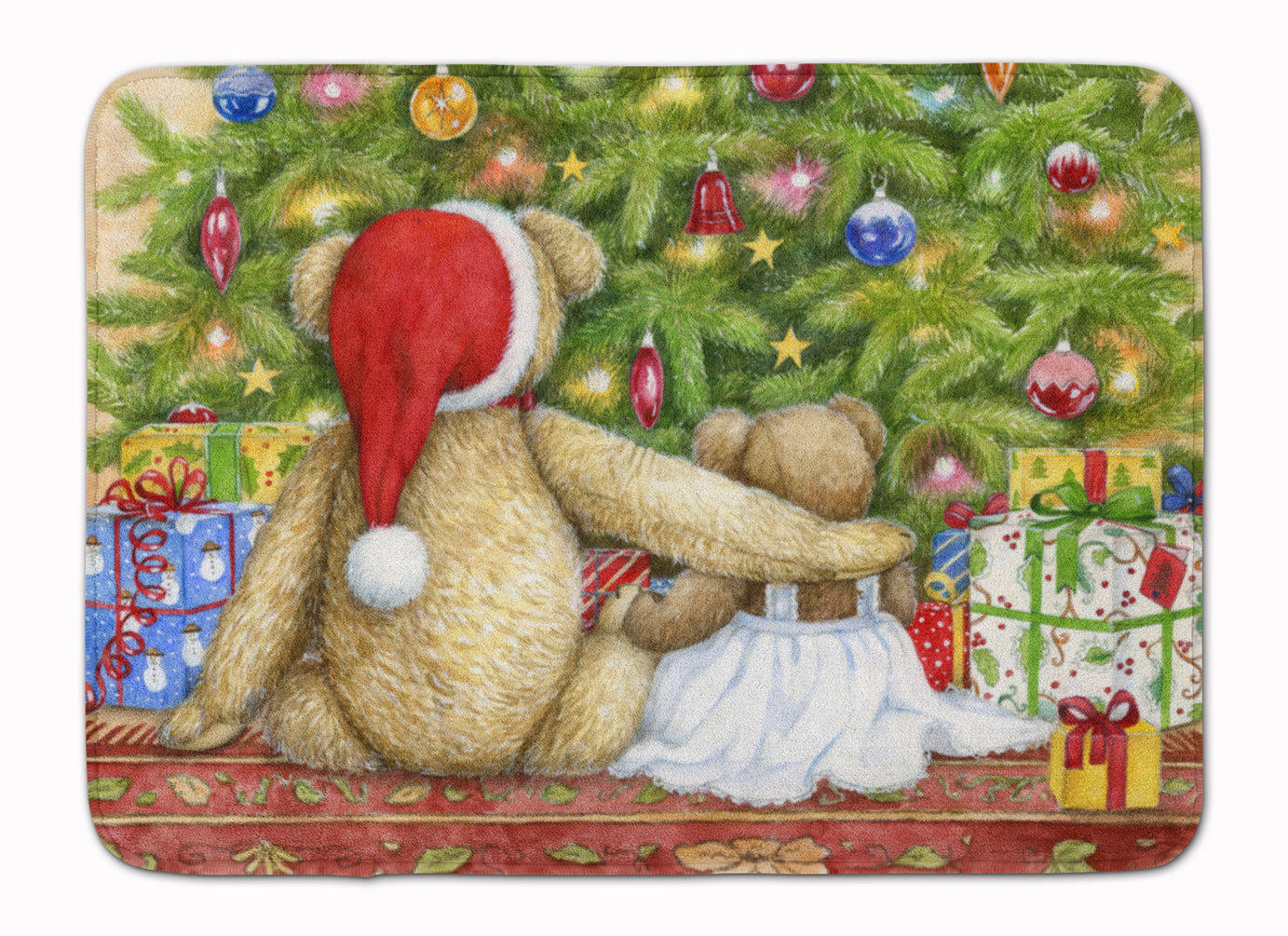 Christmas Teddy Bears with Tree Machine Washable Memory Foam Mat CDCO0415RUG - the-store.com