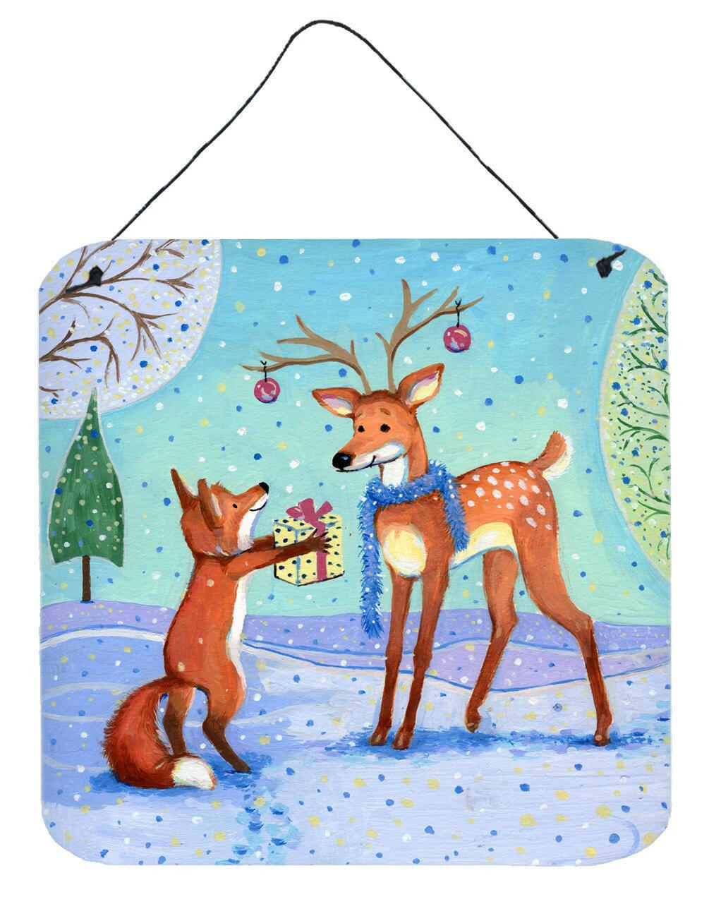 Christmas Present from the Fox Wall or Door Hanging Prints CDCO0416DS66 by Caroline's Treasures