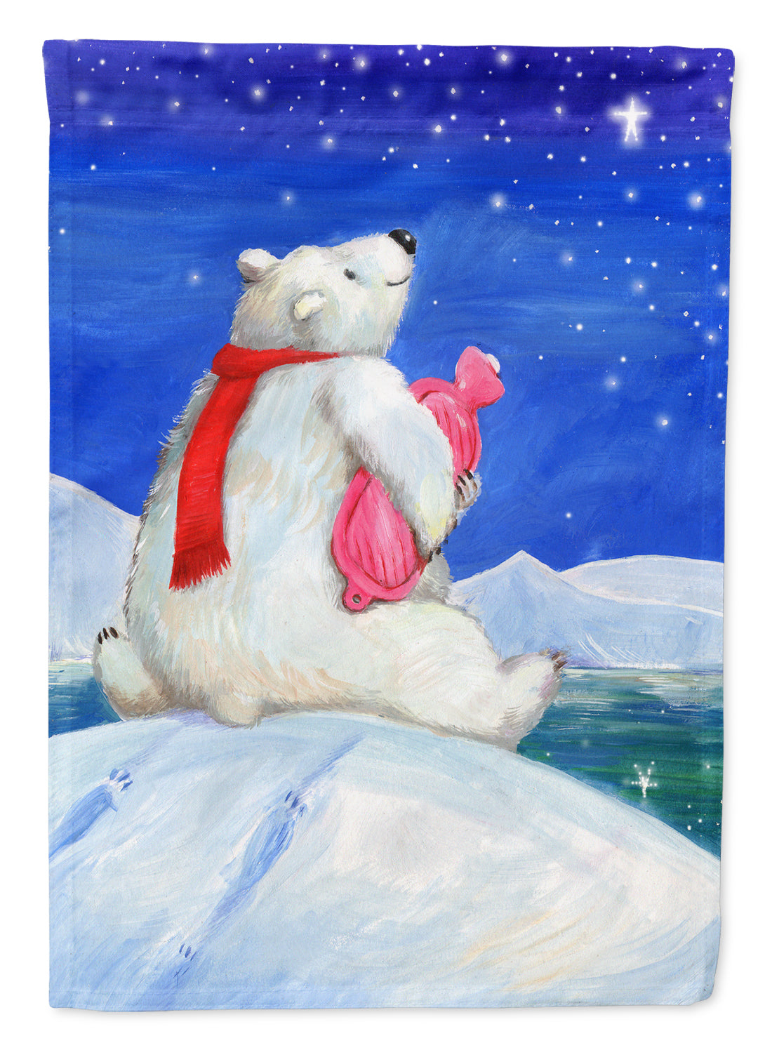 Polar Bear with Hot Water Bottle Flag Canvas House Size CDCO0488CHF