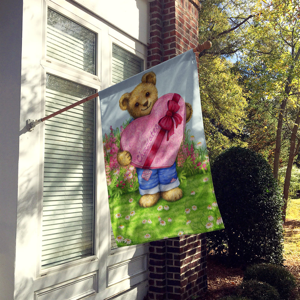 Valentine Teddy Bear with Chocolates Flag Canvas House Size CDCO318ACHF