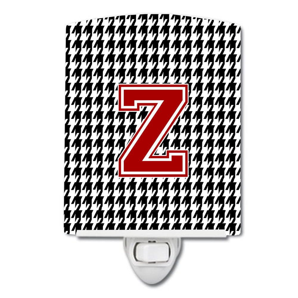 Letter Z Monogram - Houndstooth Black Ceramic Night Light CJ1021-ZCNL - the-store.com