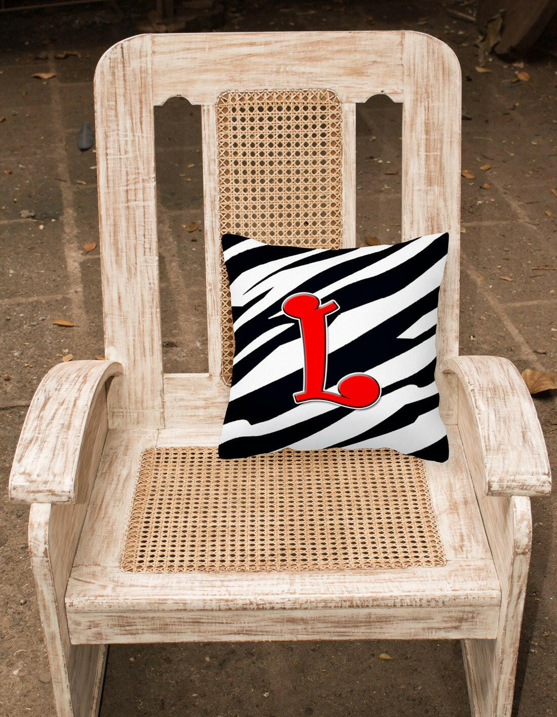 Monogram Initial L Zebra Red Decorative   Canvas Fabric Pillow CJ1024 - the-store.com