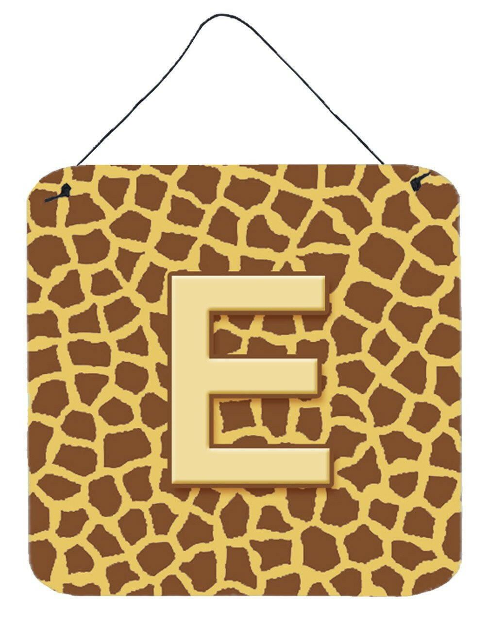 Letter E Initial Monogram - Giraffe Aluminium Metal Wall or Door Hanging Prints by Caroline's Treasures