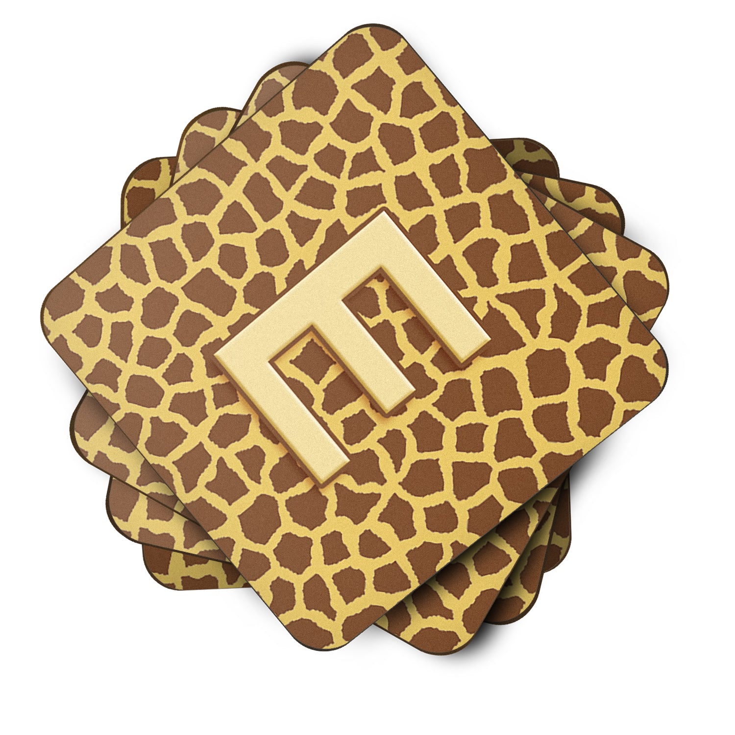 Set of 4 Monogram - Giraffe Foam Coasters Initial Letter E - the-store.com