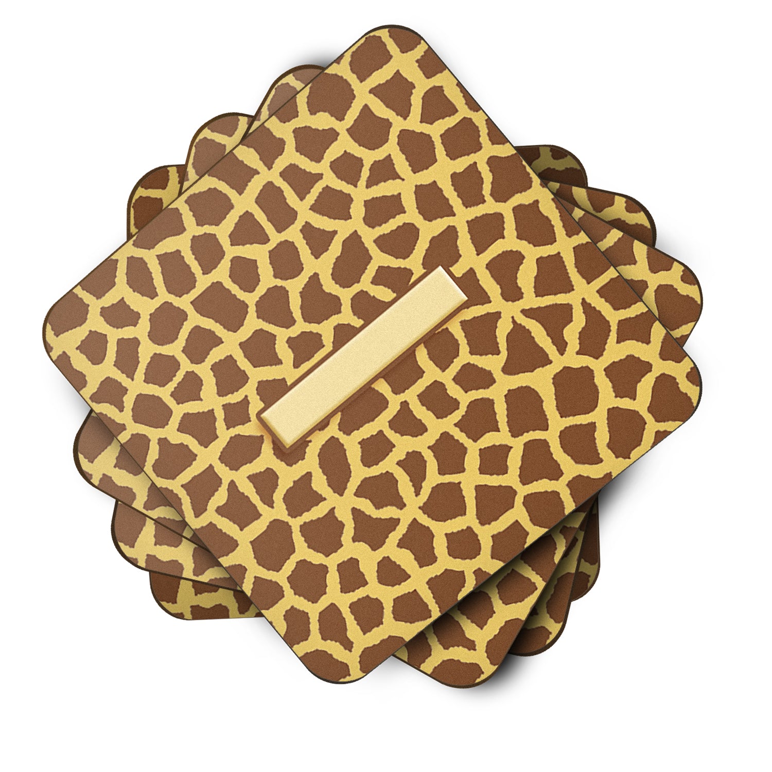 Set of 4 Monogram - Giraffe Foam Coasters Initial Letter I - the-store.com
