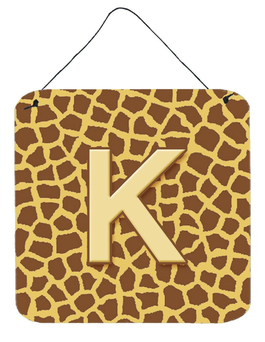 Letter K Initial Monogram - Giraffe Aluminium Metal Wall or Door Hanging Prints by Caroline's Treasures