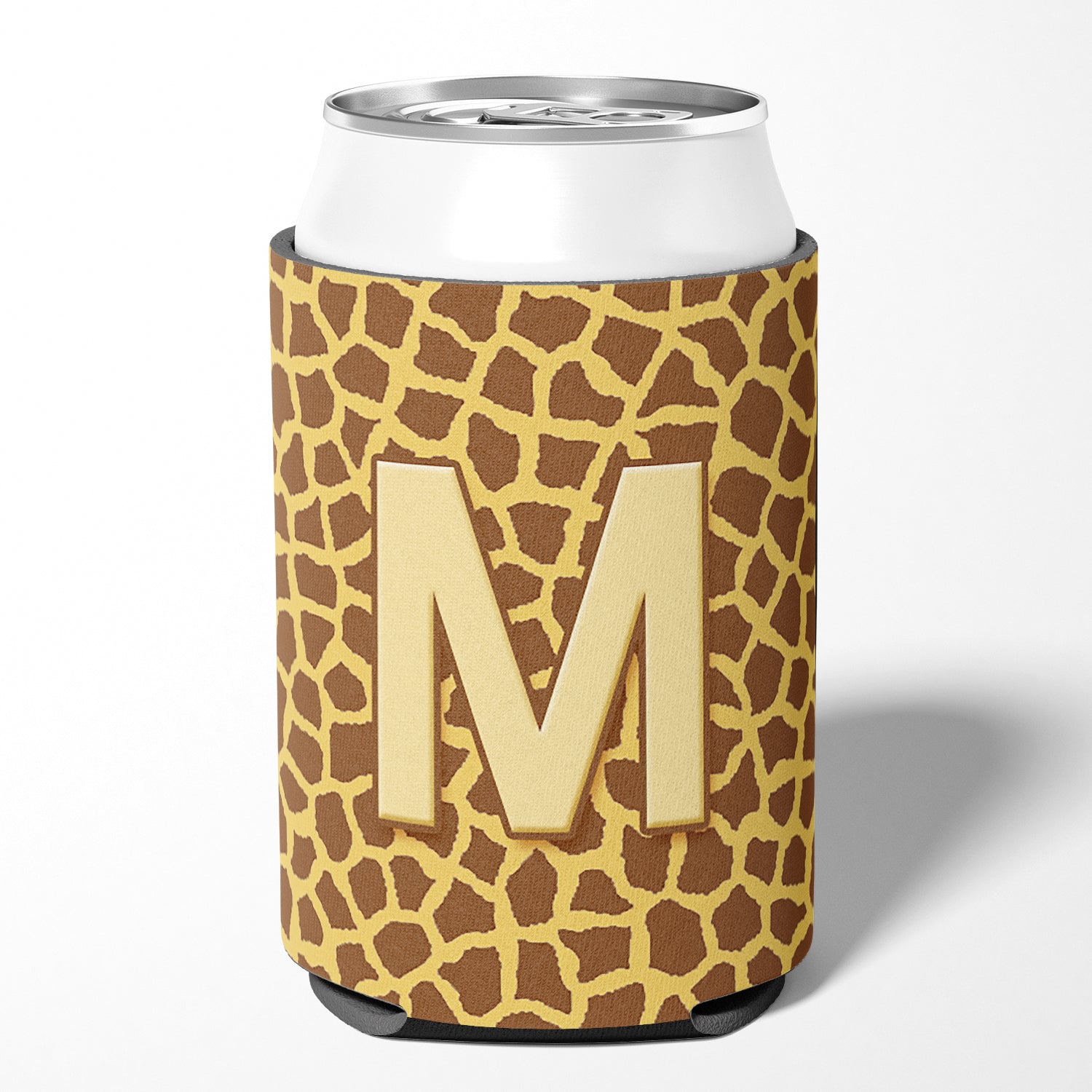 Letter M Initial Monogram - Giraffe Can or Bottle Beverage Insulator Hugger.