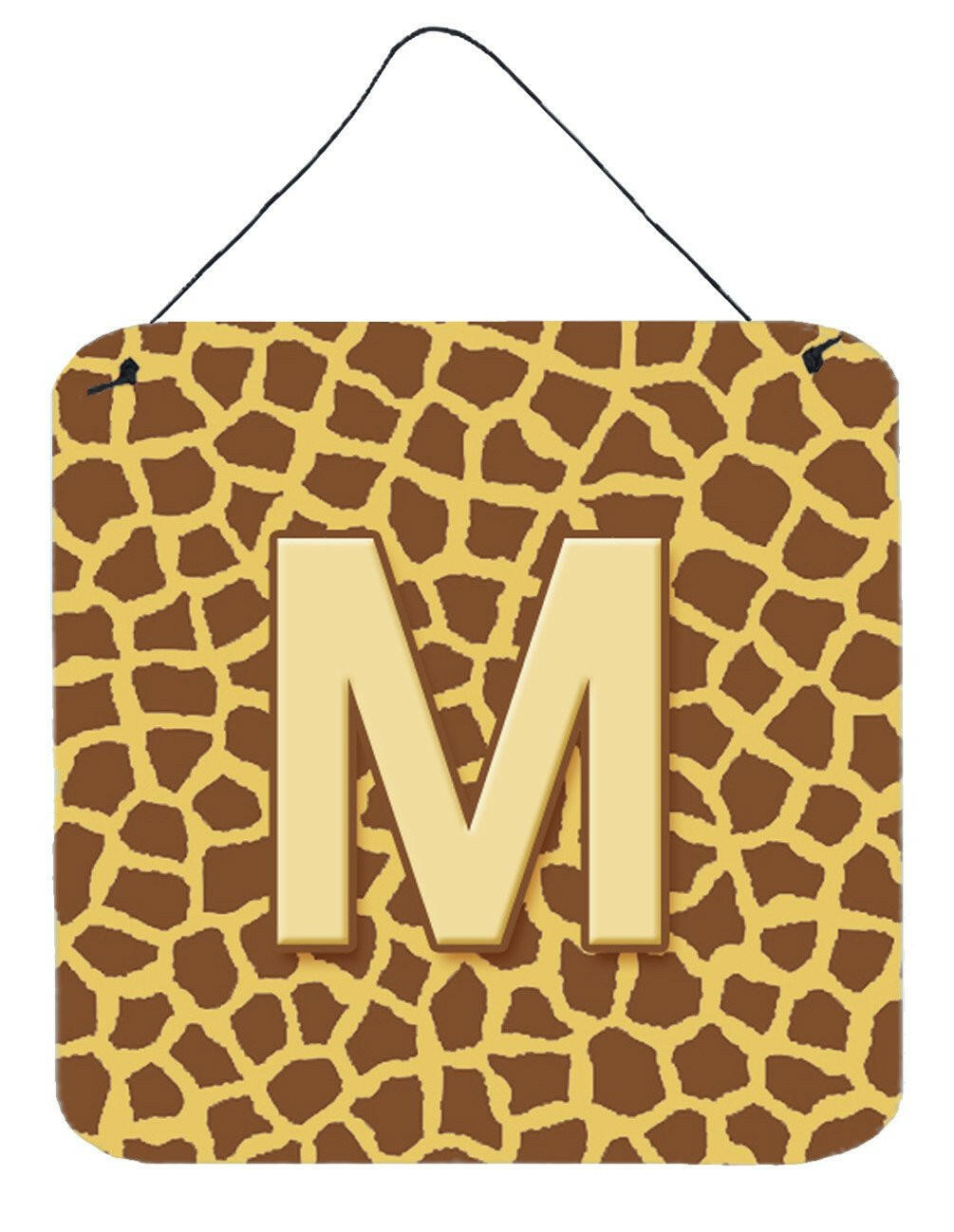 Letter M Initial Monogram - Giraffe Aluminium Metal Wall or Door Hanging Prints by Caroline's Treasures