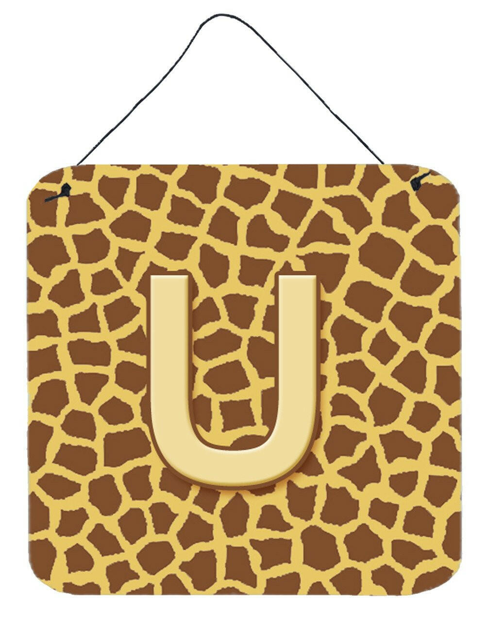 Letter U Initial Monogram - Giraffe Aluminium Metal Wall or Door Hanging Prints by Caroline's Treasures