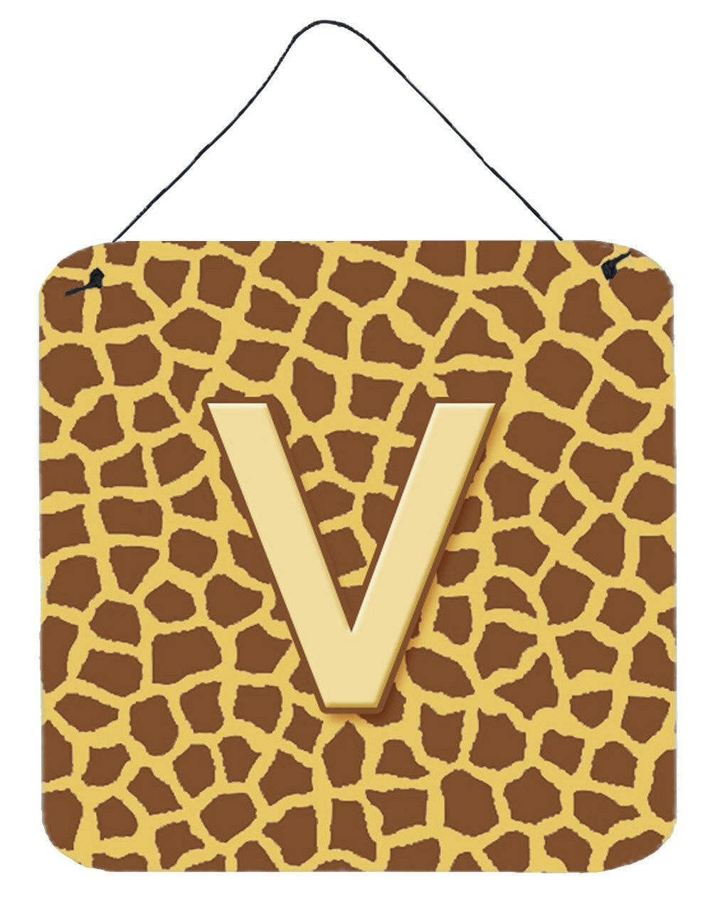 Letter V Initial Monogram - Giraffe Aluminium Metal Wall or Door Hanging Prints by Caroline's Treasures