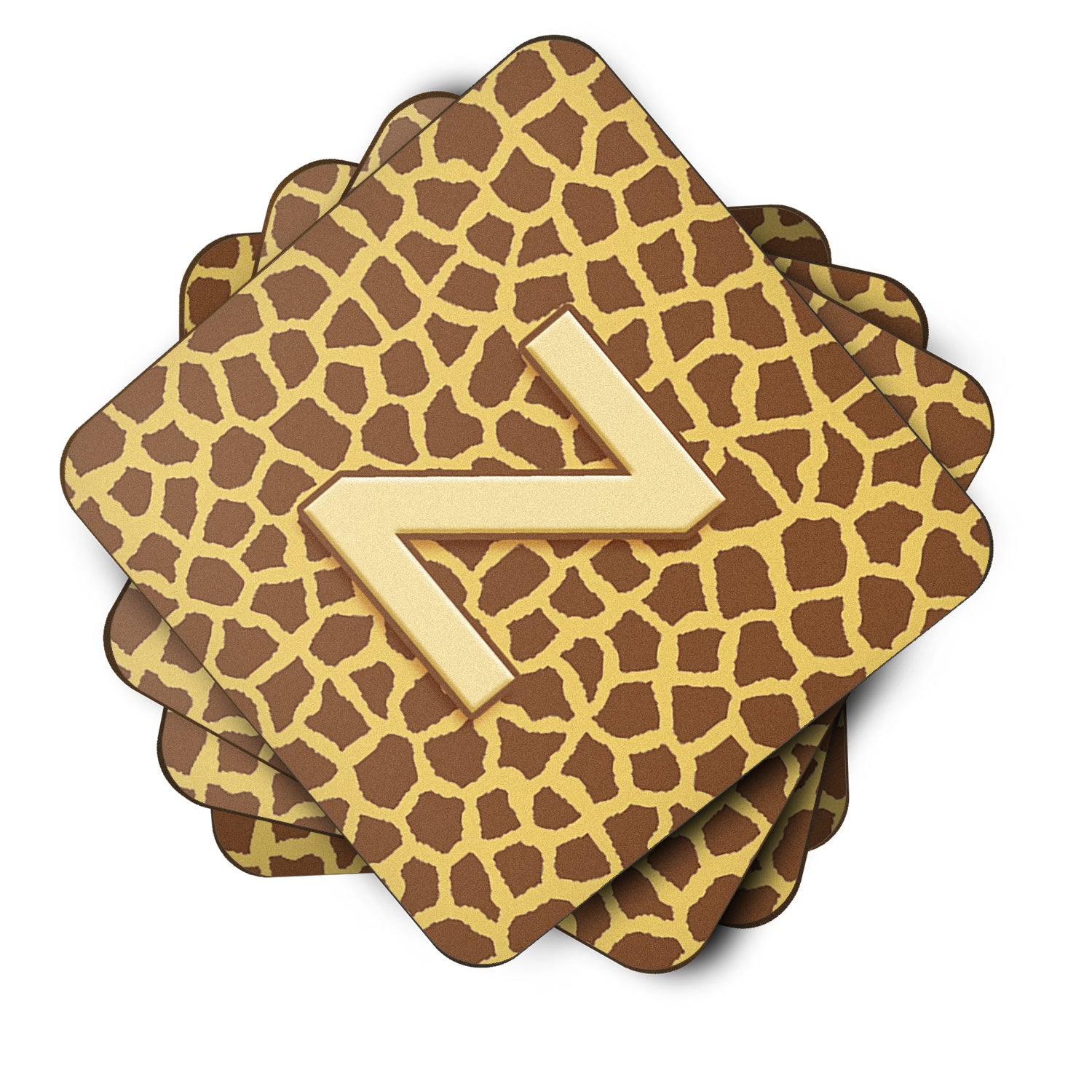 Set of 4 Monogram - Giraffe Foam Coasters Initial Letter Z - the-store.com
