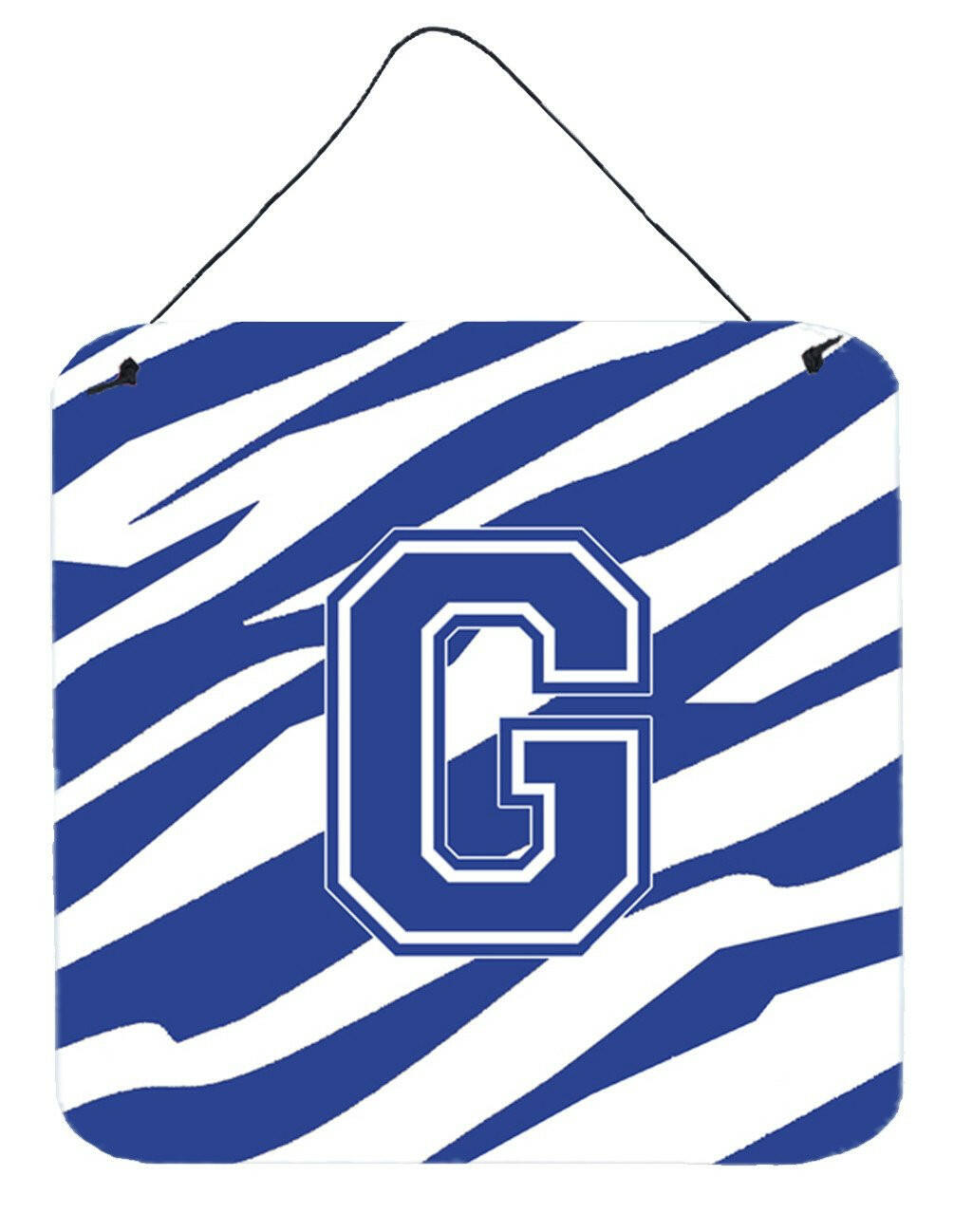 Letter G Initial Tiger Stripe Blue and White Wall or Door Hanging Prints by Caroline's Treasures