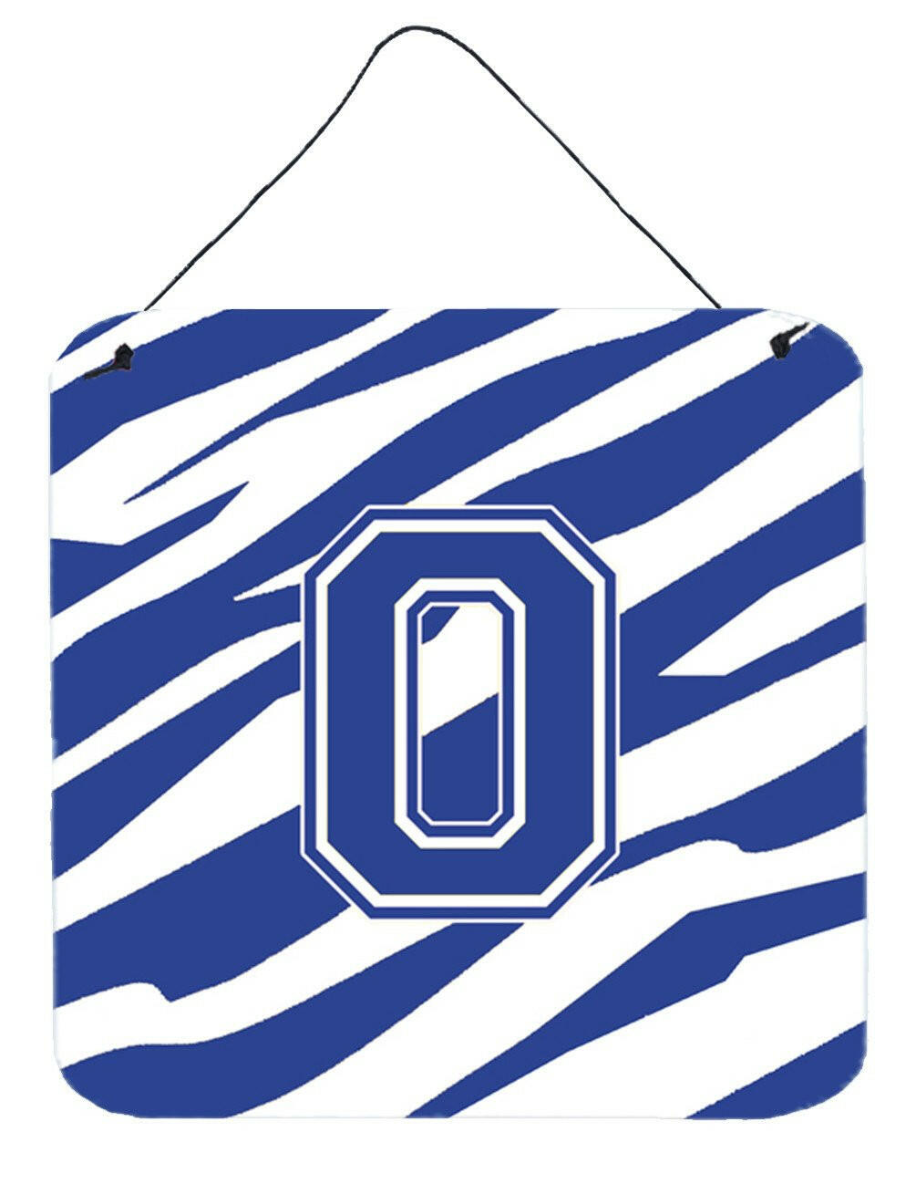 Letter O Initial Tiger Stripe Blue and White Wall or Door Hanging Prints by Caroline's Treasures