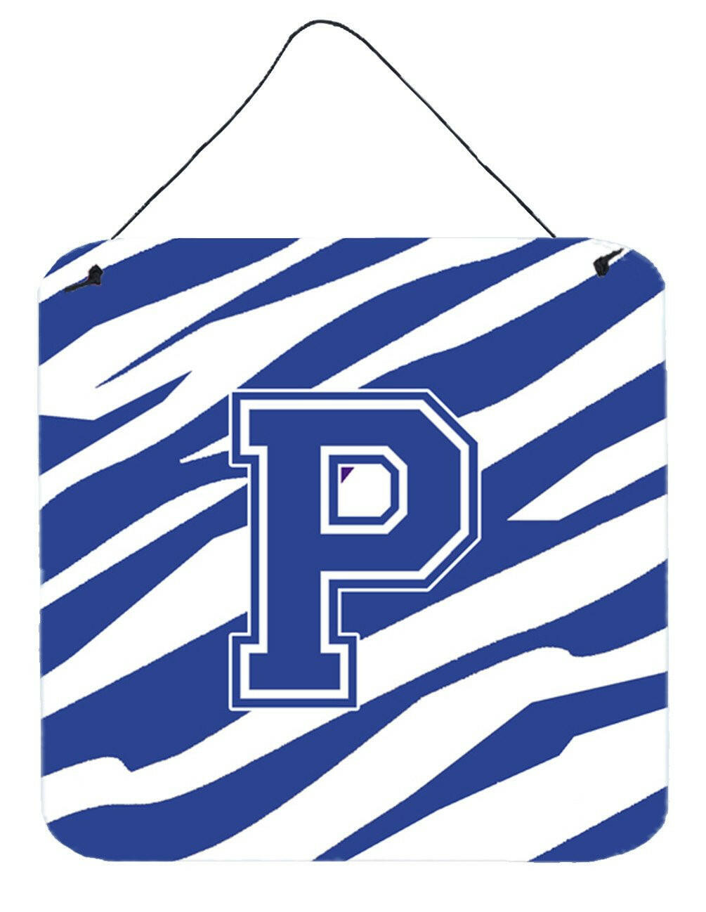 Letter P Initial Tiger Stripe Blue and White Wall or Door Hanging Prints by Caroline's Treasures