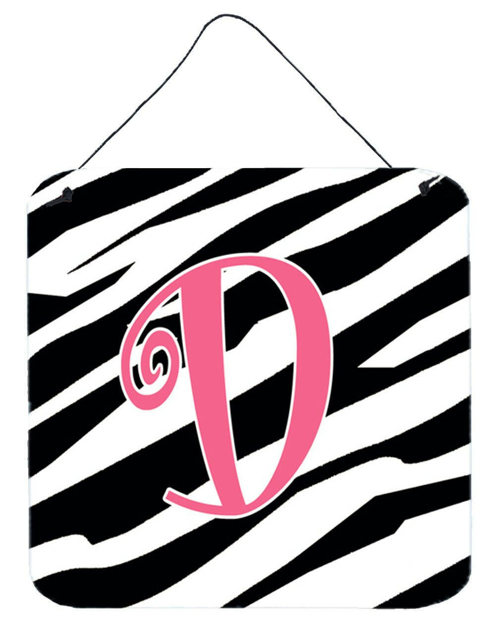 Letter D Initial Zebra Stripe and Pink Wall or Door Hanging Prints by Caroline's Treasures