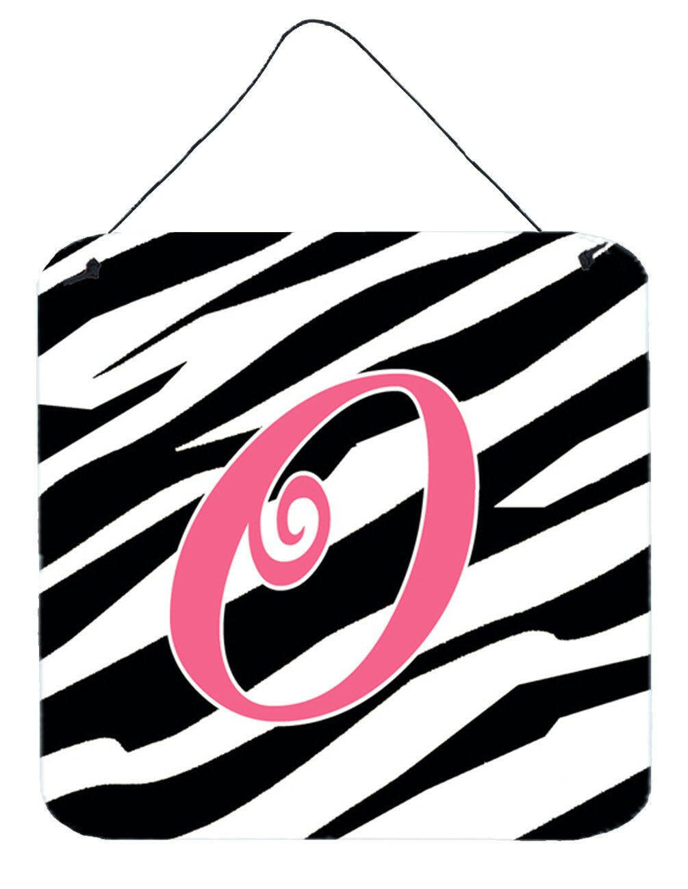 Letter O Initial  Zebra Stripe and Pink Wall or Door Hanging Prints by Caroline's Treasures