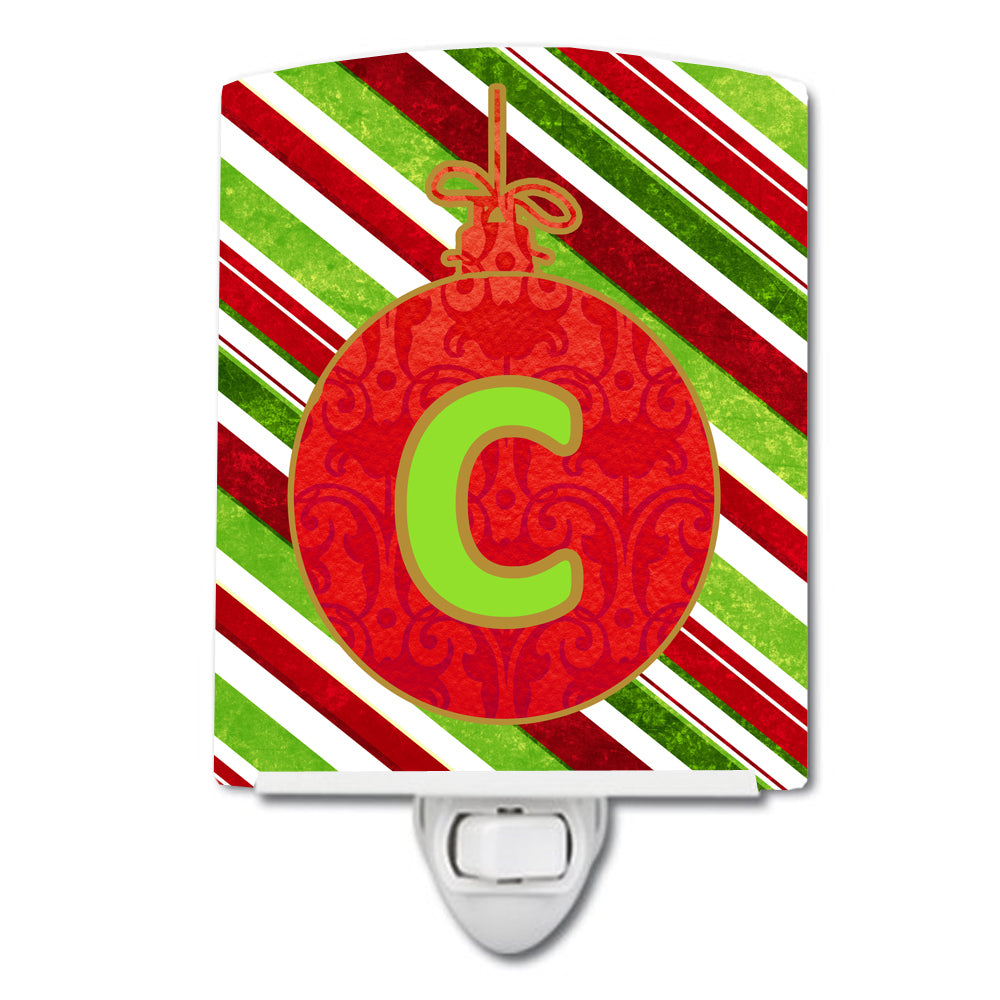 Christmas Oranment Holiday Initial Letter C  Ceramic Night Light CJ1039-CCNL - the-store.com