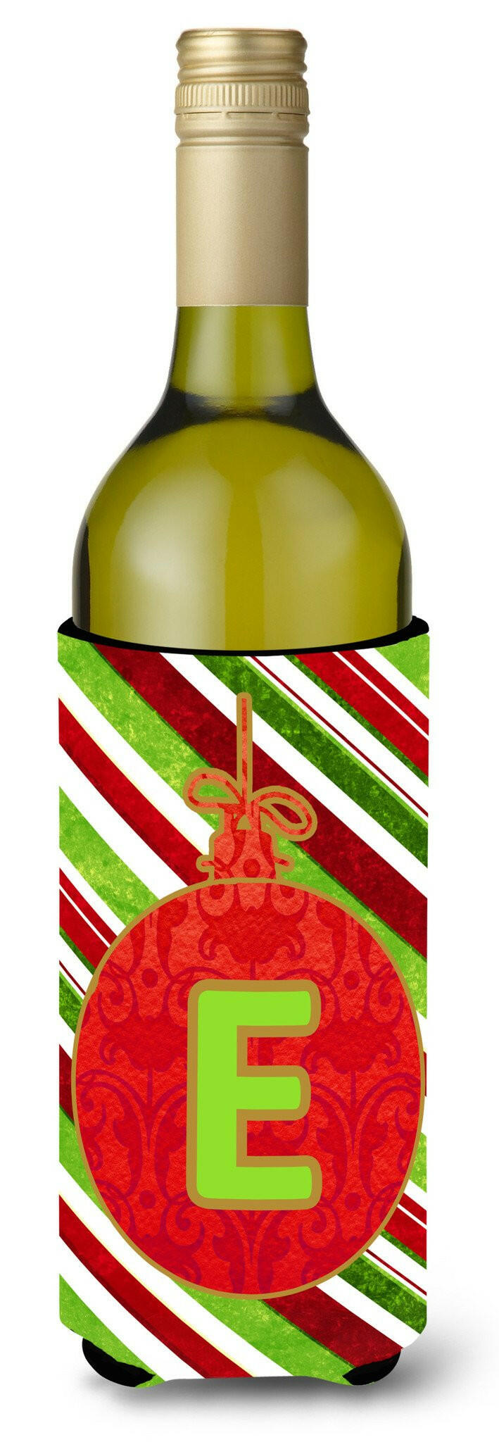 Christmas Oranment Holiday Initial  Letter E Wine Bottle Beverage Insulator Beverage Insulator Hugger by Caroline's Treasures
