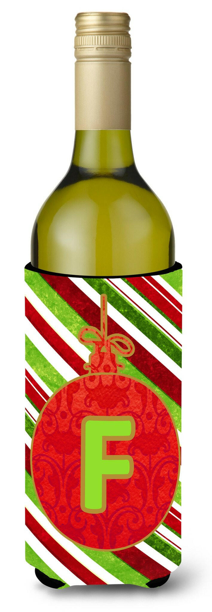 Christmas Oranment Holiday Initial  Letter F Wine Bottle Beverage Insulator Beverage Insulator Hugger by Caroline's Treasures