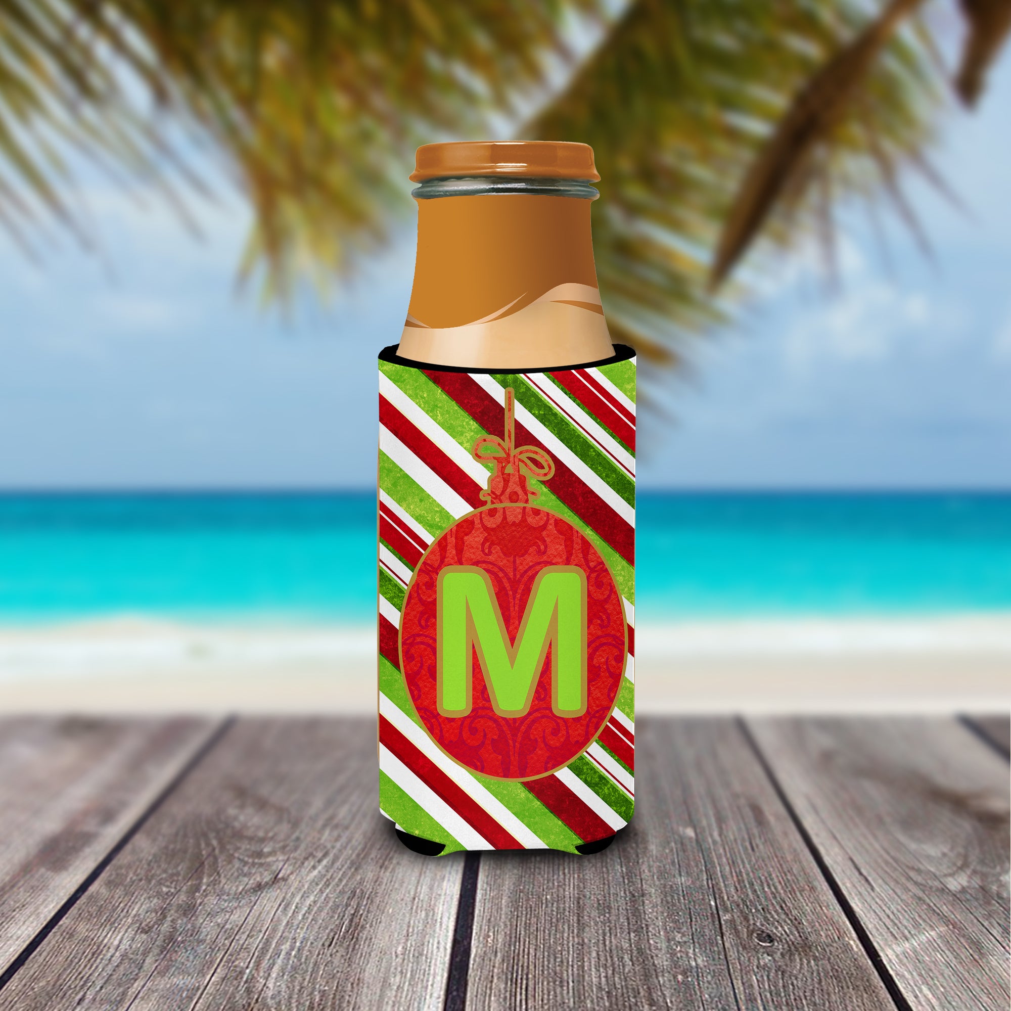 Christmas Oranment Holiday Monogram Initial Letter M Ultra Beverage Insulators for slim cans CJ1039-MMUK