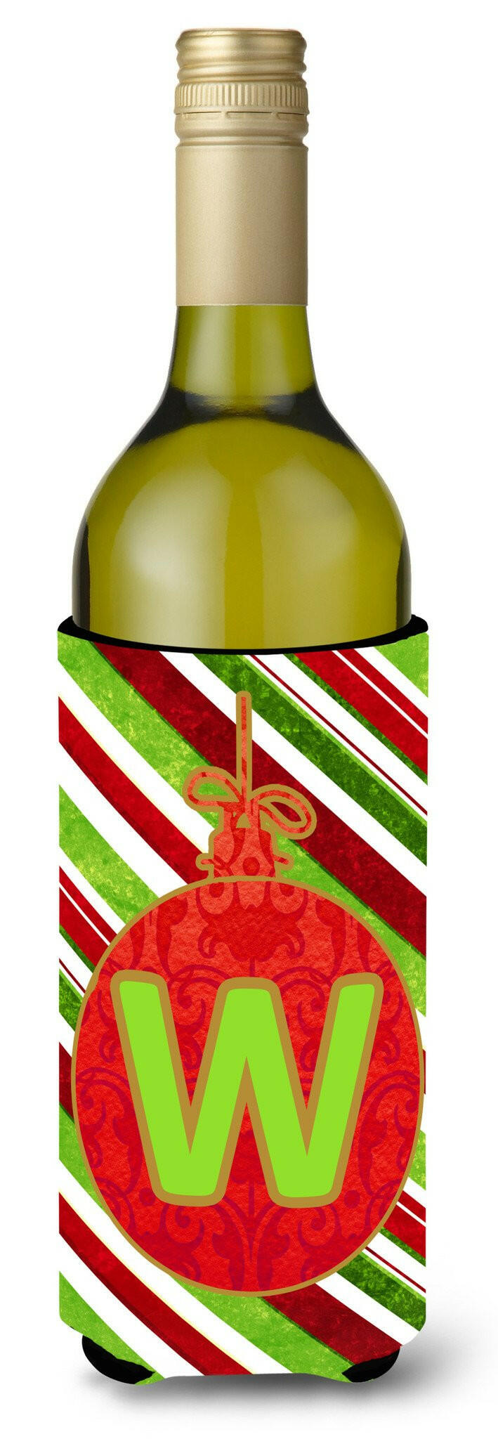 Christmas Oranment Holiday Initial  Letter W Wine Bottle Beverage Insulator Beverage Insulator Hugger by Caroline's Treasures