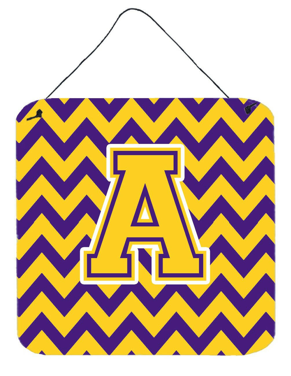 Letter A Chevron Purple and Gold Wall or Door Hanging Prints CJ1041-ADS66 by Caroline's Treasures
