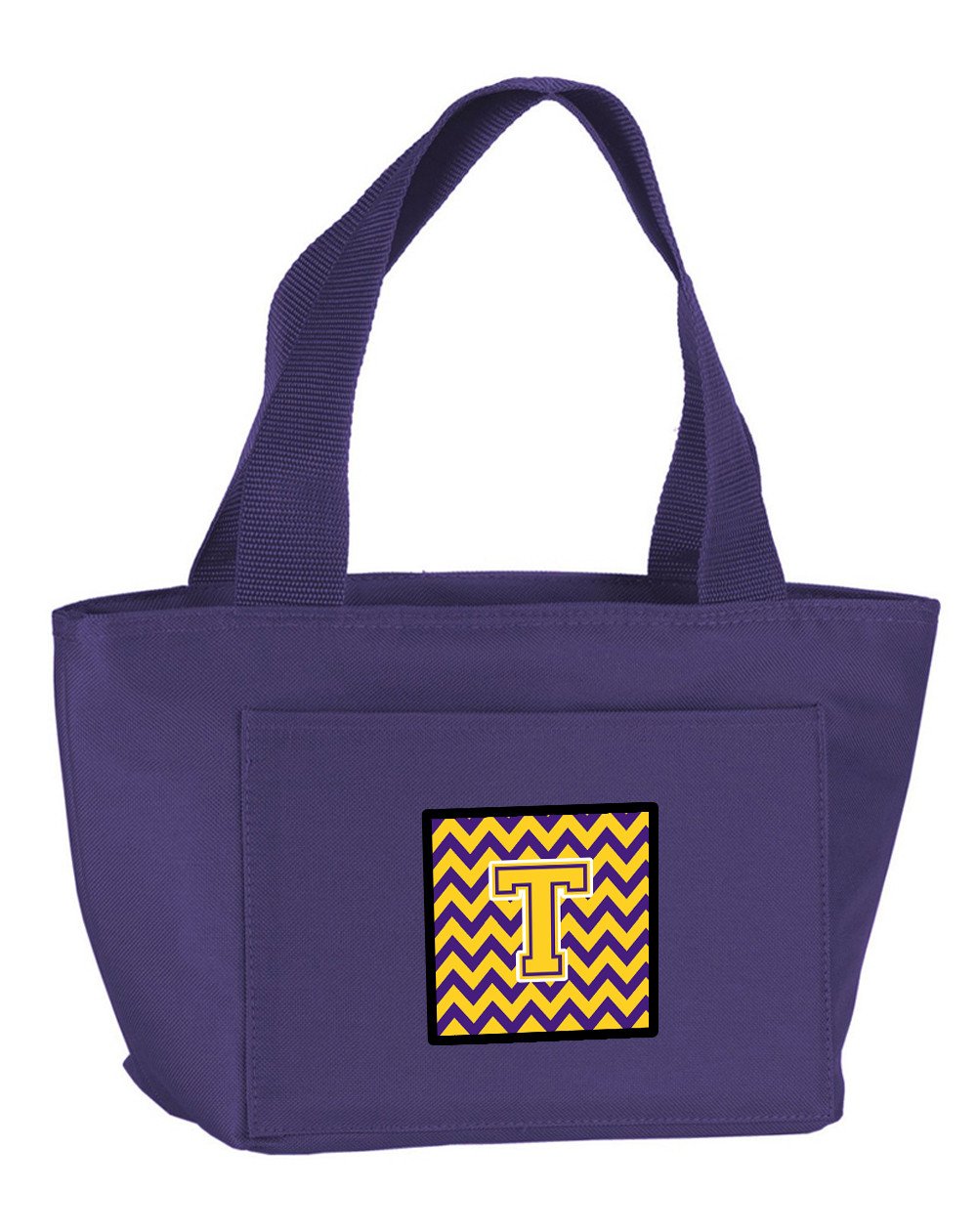 Letter T Chevron Purple and Gold Lunch Bag CJ1041-TPR-8808 by Caroline's Treasures