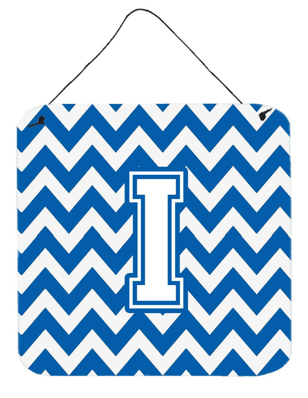 Letter I Chevron Blue and White Wall or Door Hanging Prints CJ1045-IDS66 by Caroline's Treasures
