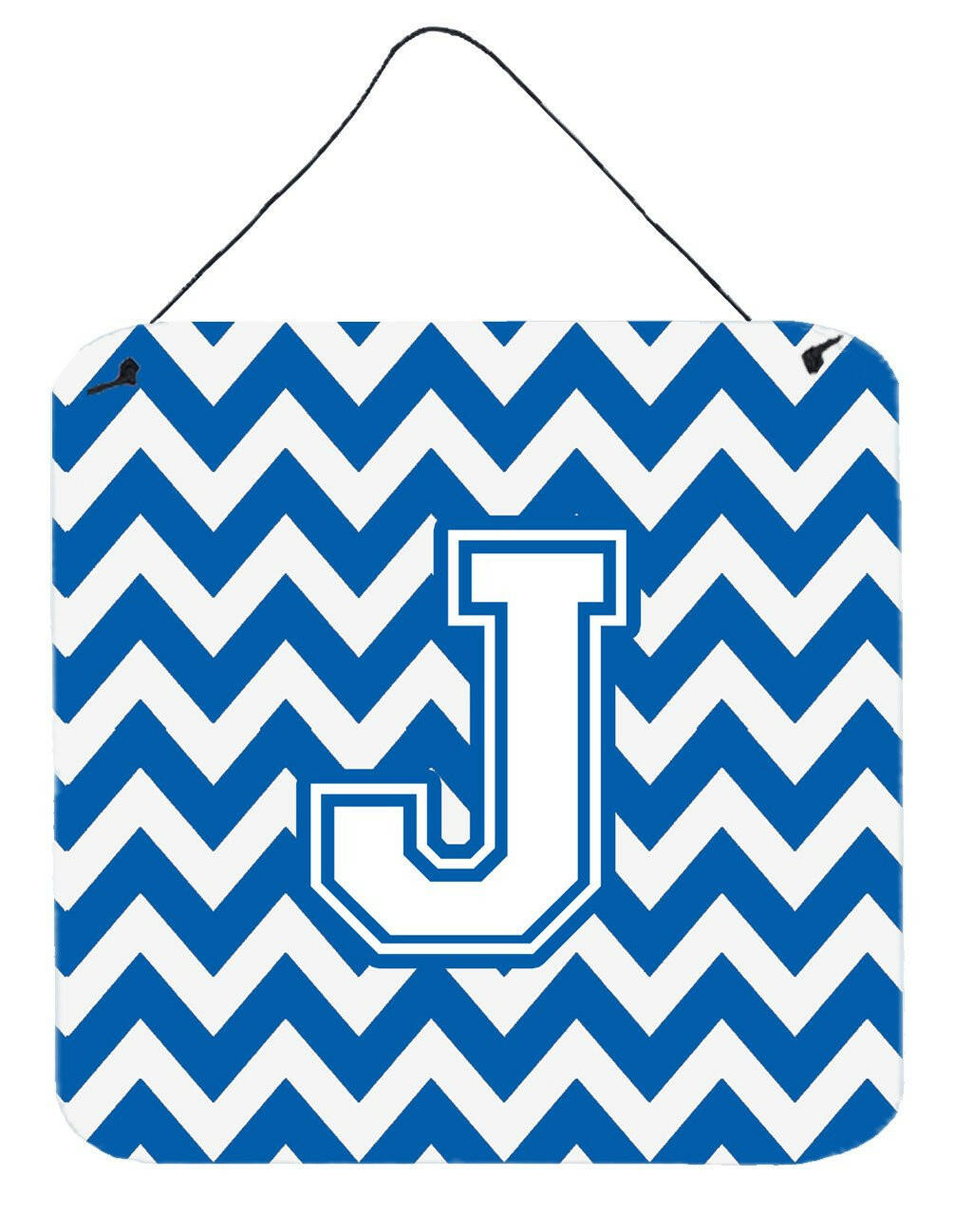 Letter J Chevron Blue and White Wall or Door Hanging Prints CJ1045-JDS66 by Caroline's Treasures