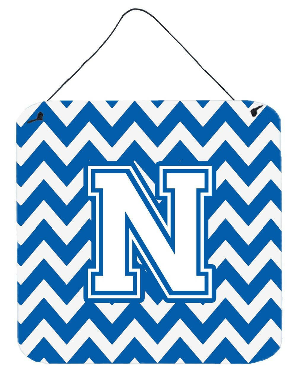 Letter N Chevron Blue and White Wall or Door Hanging Prints CJ1045-NDS66 by Caroline's Treasures