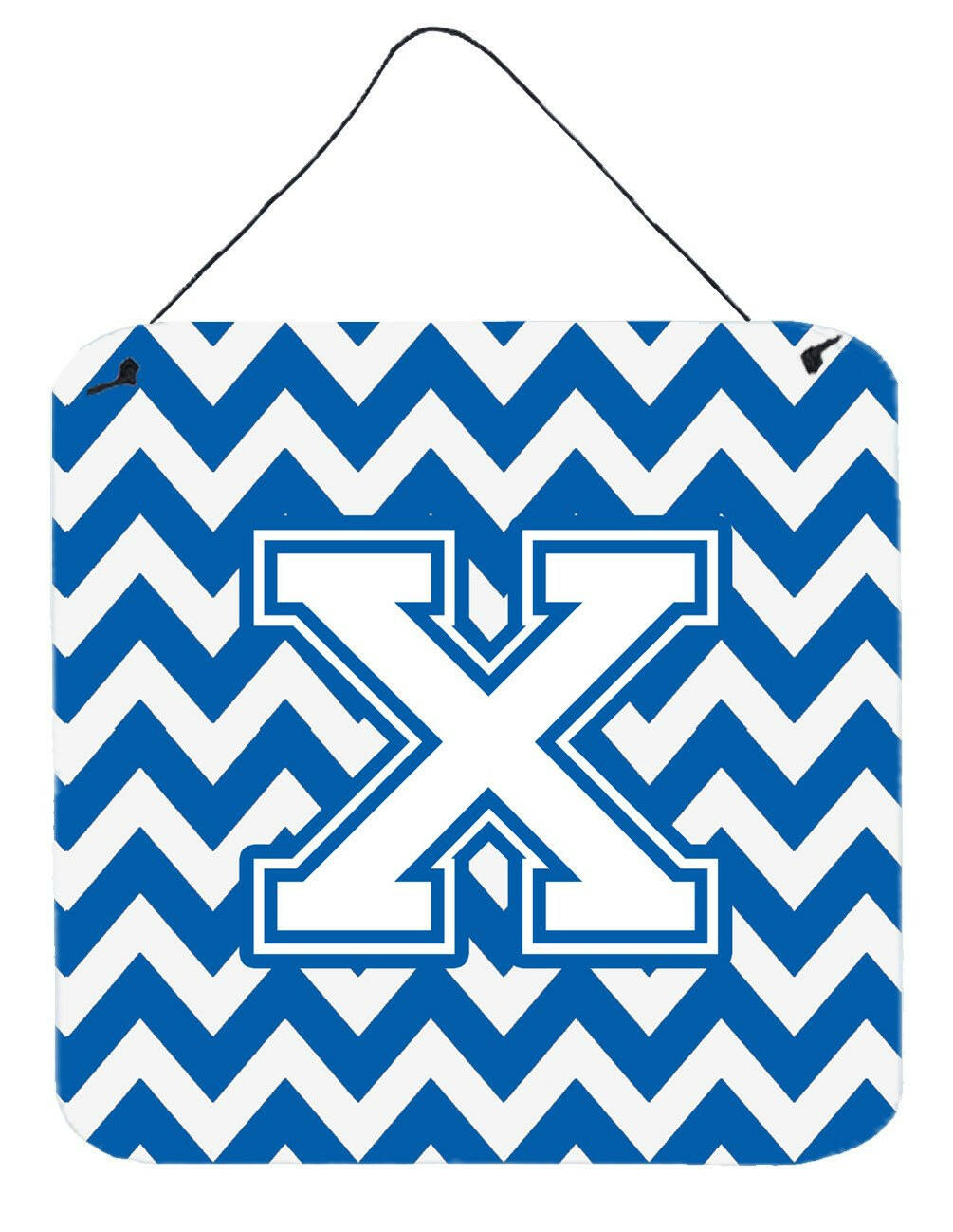 Letter X Chevron Blue and White Wall or Door Hanging Prints CJ1045-XDS66 by Caroline's Treasures