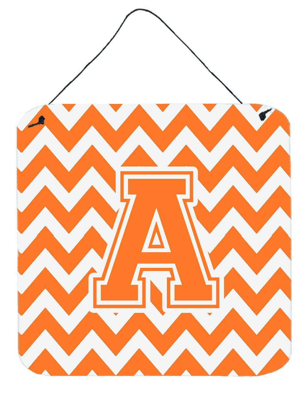 Letter A Chevron Orange and White Wall or Door Hanging Prints CJ1046-ADS66 by Caroline's Treasures