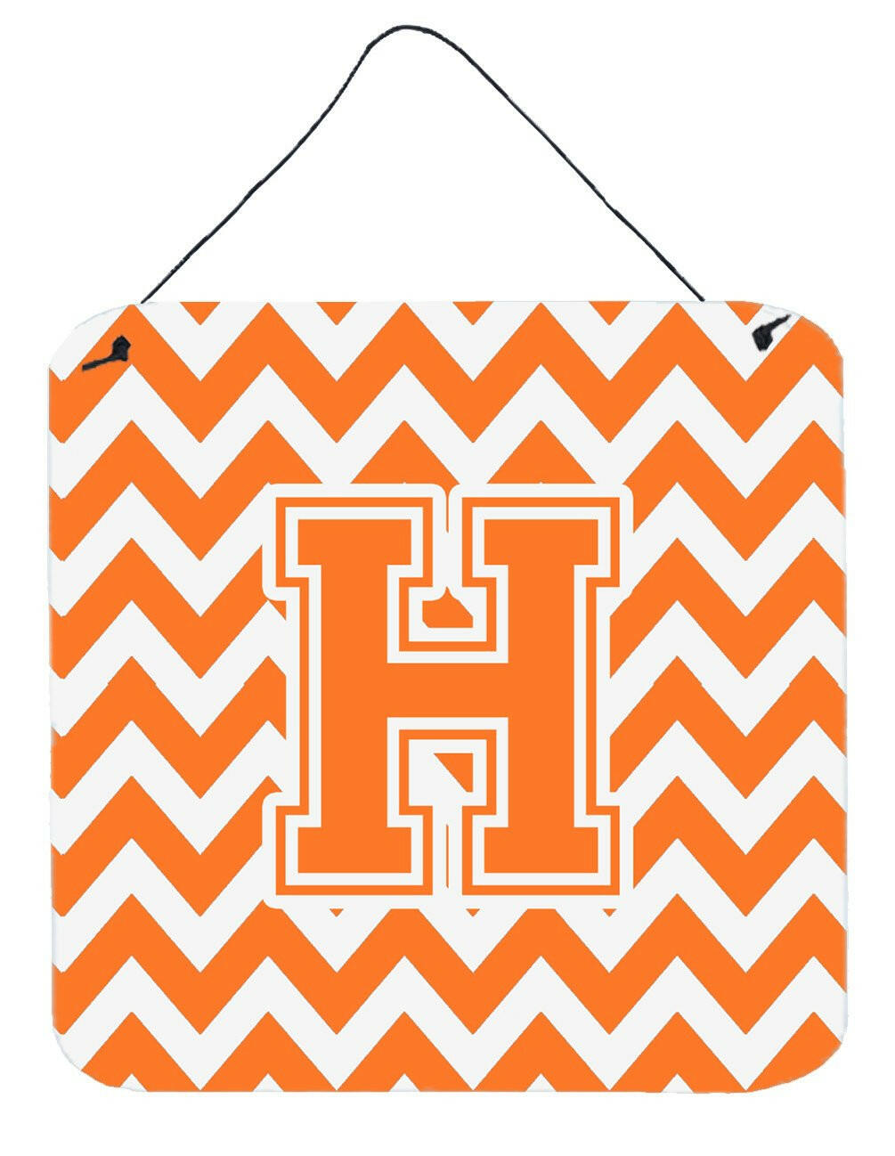 Letter H Chevron Orange and White Wall or Door Hanging Prints CJ1046-HDS66 by Caroline's Treasures