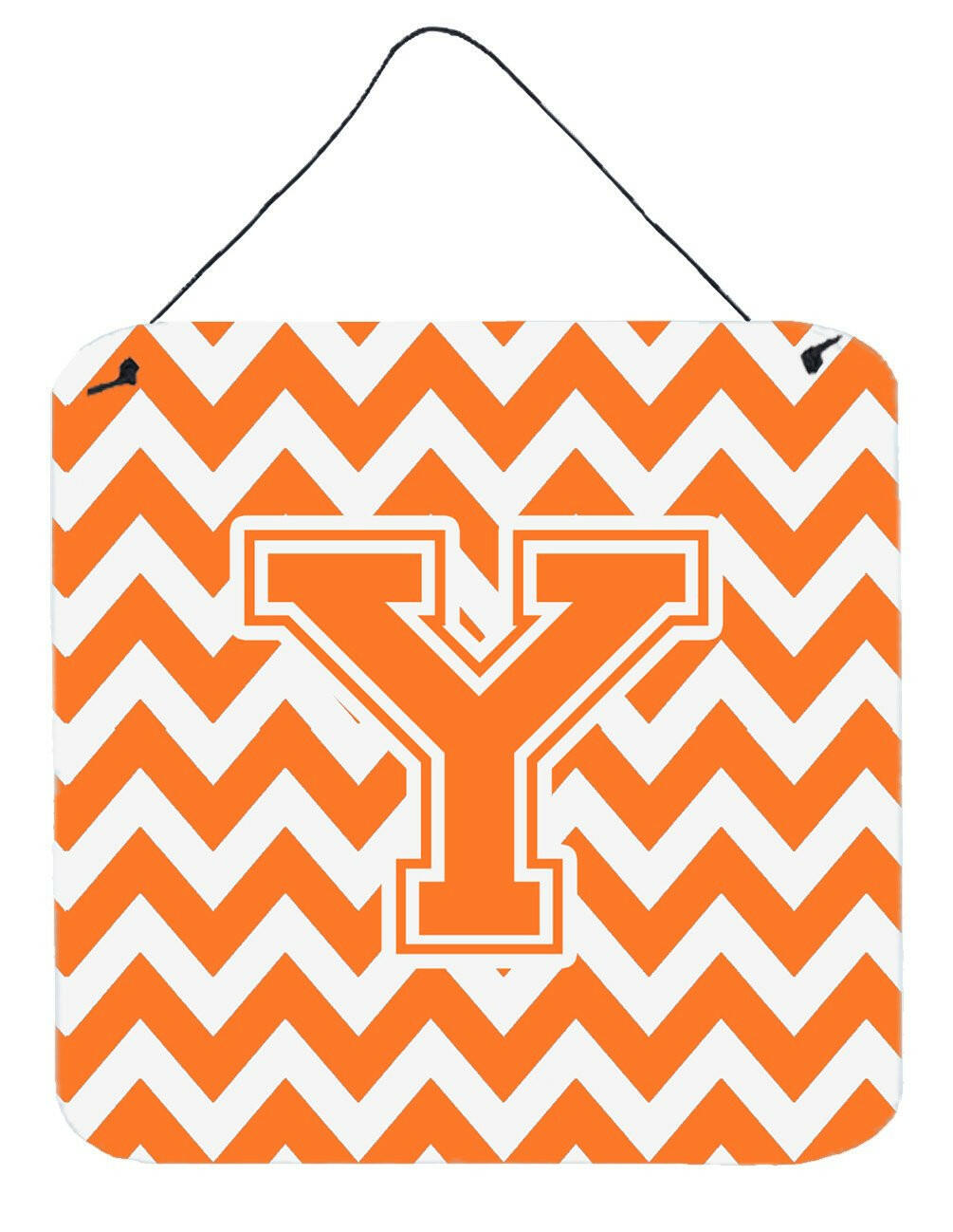 Letter Y Chevron Orange and White Wall or Door Hanging Prints CJ1046-YDS66 by Caroline's Treasures