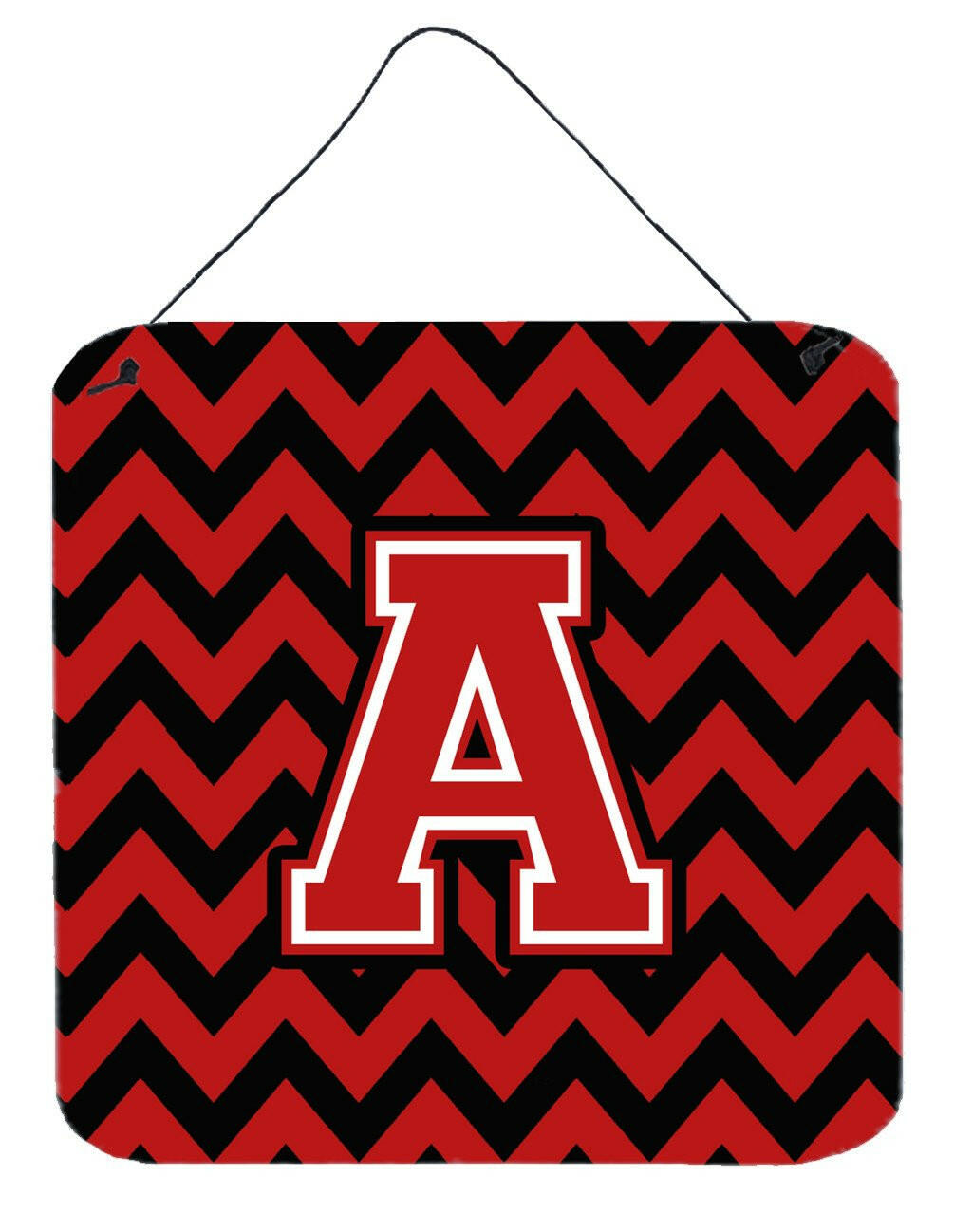 Letter A Chevron Black and Red   Wall or Door Hanging Prints CJ1047-ADS66 by Caroline's Treasures