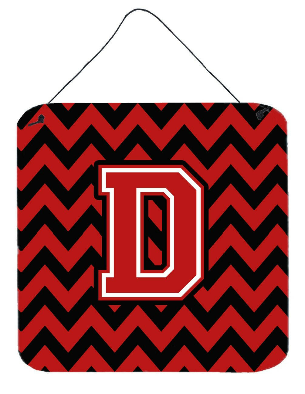 Letter D Chevron  Black and Red   Wall or Door Hanging Prints CJ1047-DDS66 by Caroline's Treasures