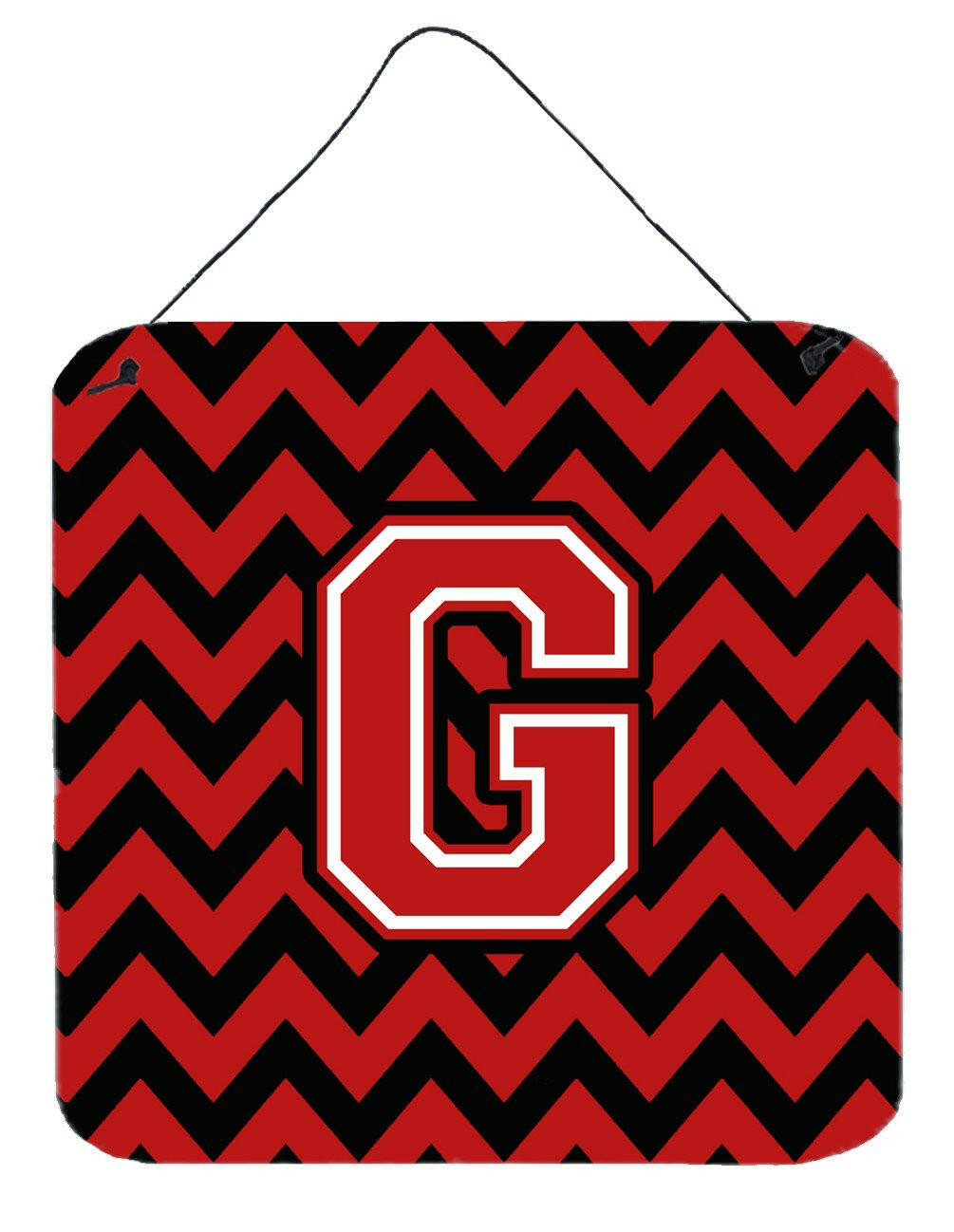 Letter G Chevron Black and Red   Wall or Door Hanging Prints CJ1047-GDS66 by Caroline's Treasures