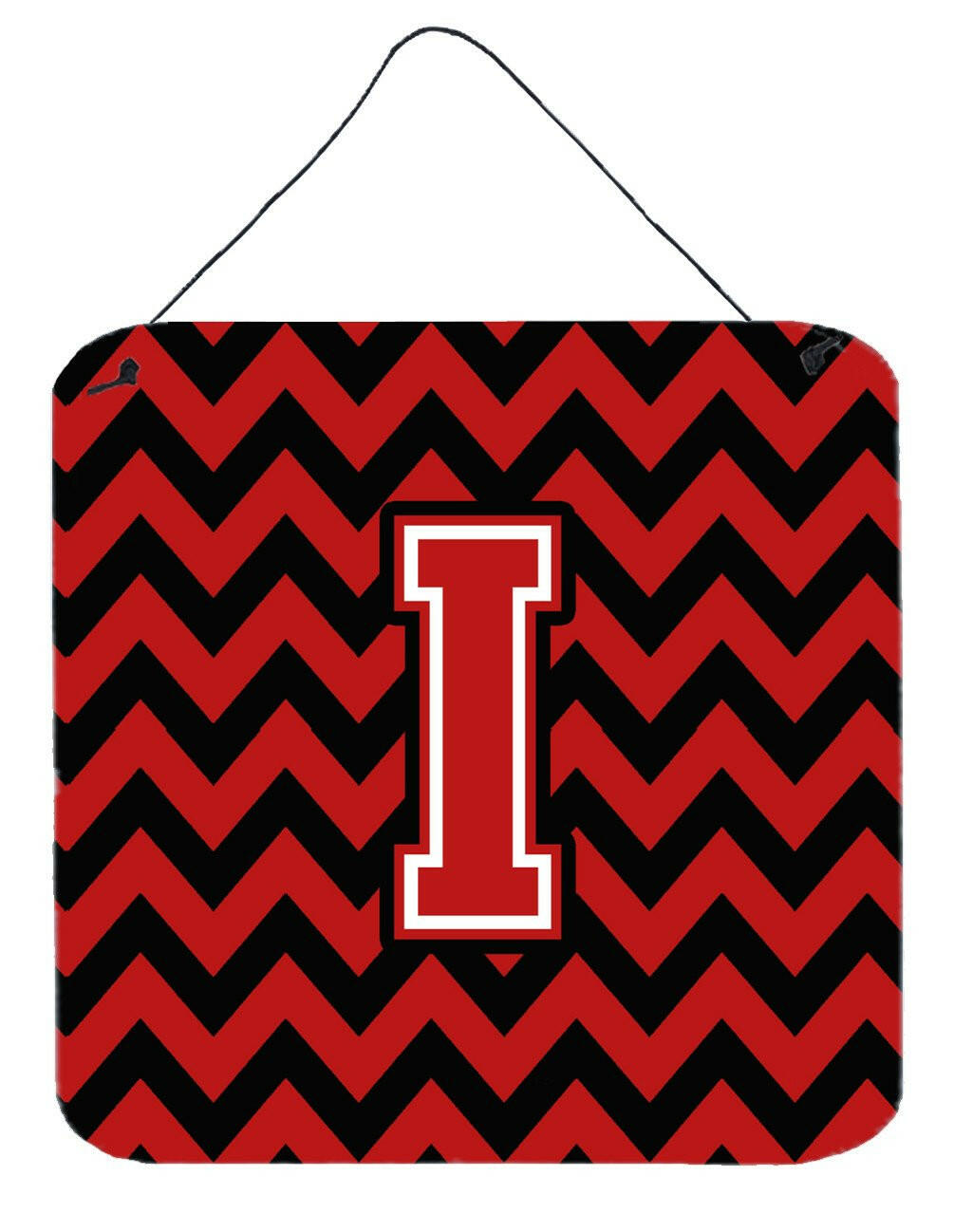 Letter I Chevron Black and Red   Wall or Door Hanging Prints CJ1047-IDS66 by Caroline's Treasures