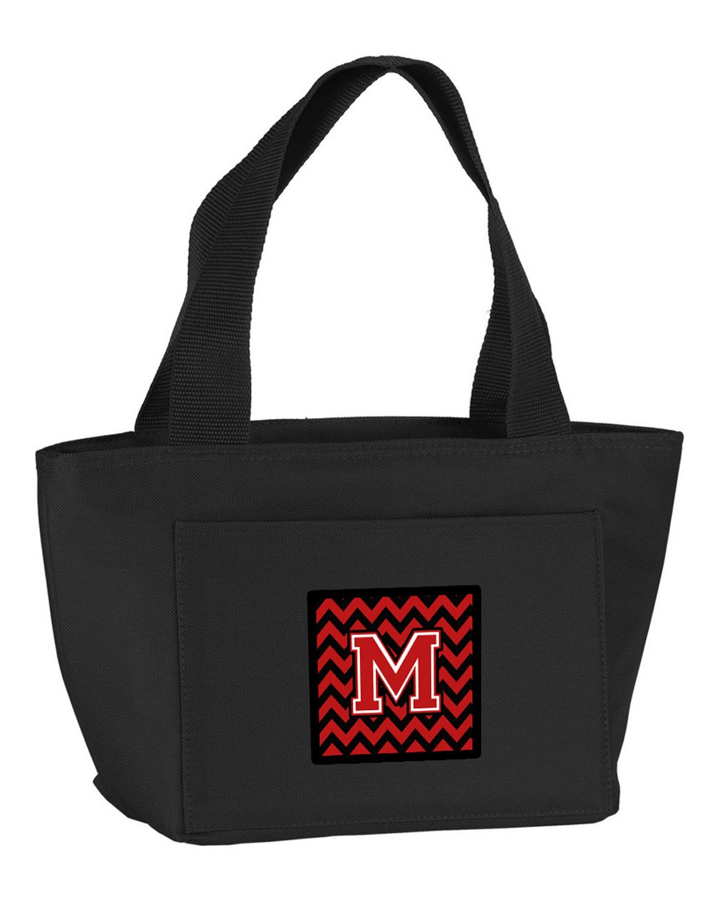 Letter M Chevron Black and Red   Lunch Bag CJ1047-MBK-8808 by Caroline's Treasures